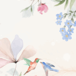 Fundo de tela com flores aquareladas e beija-flores