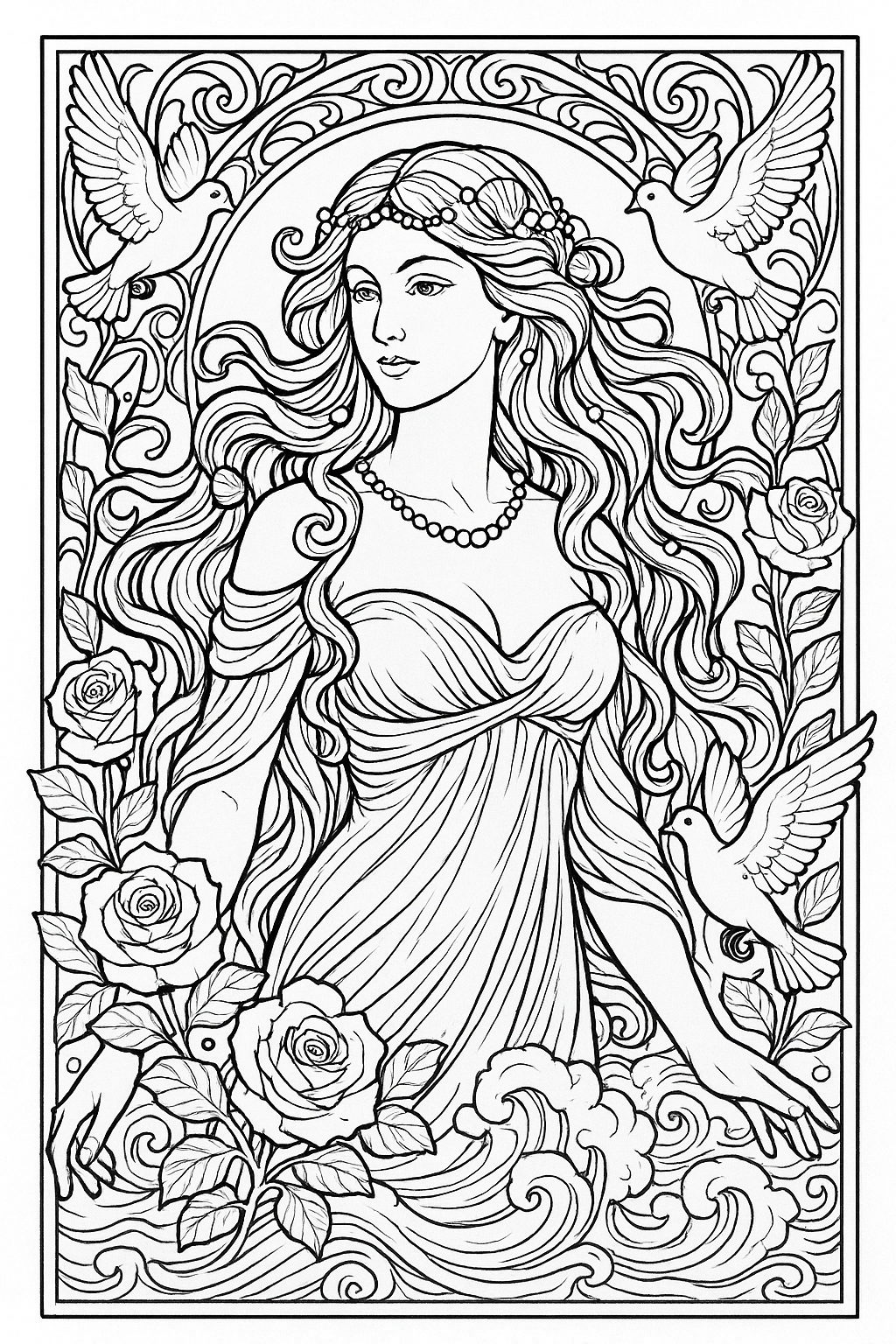 Desenho para colorir deusa grega afrodite