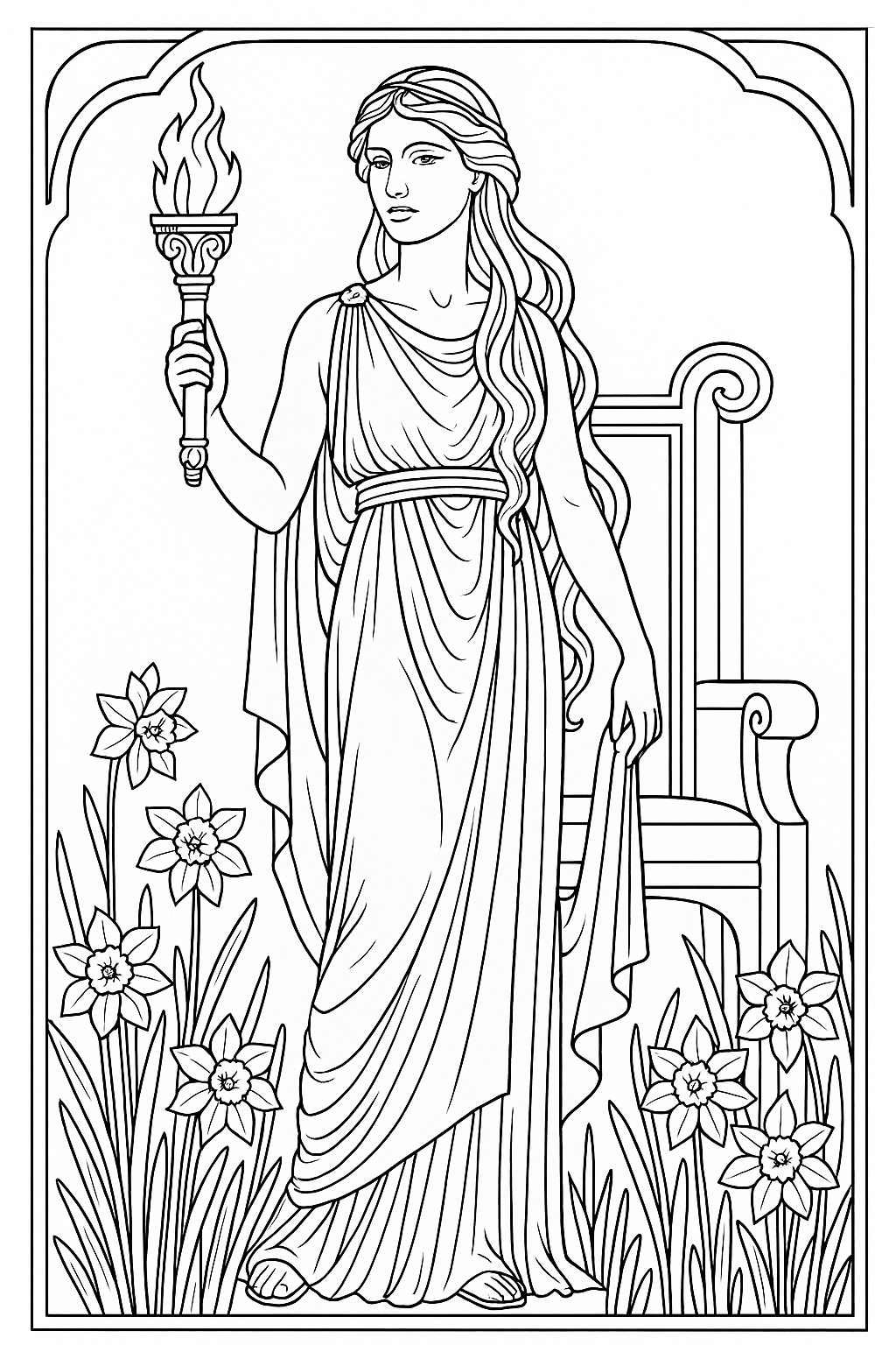 Desenho para colorir deusa grega Persefone